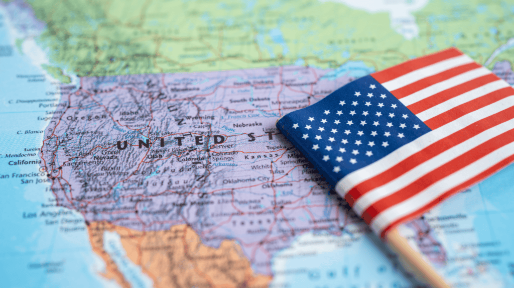 us-map-with-flag-laying-on-map